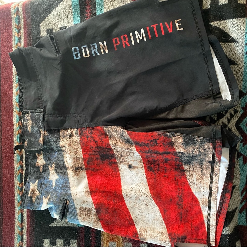 Born Primitive Black and Gray Shorts